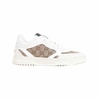 Souliers Bandes – Cuir Blanc et Toile